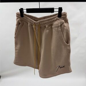RHUDE Beige Drawstring Shorts with Logo